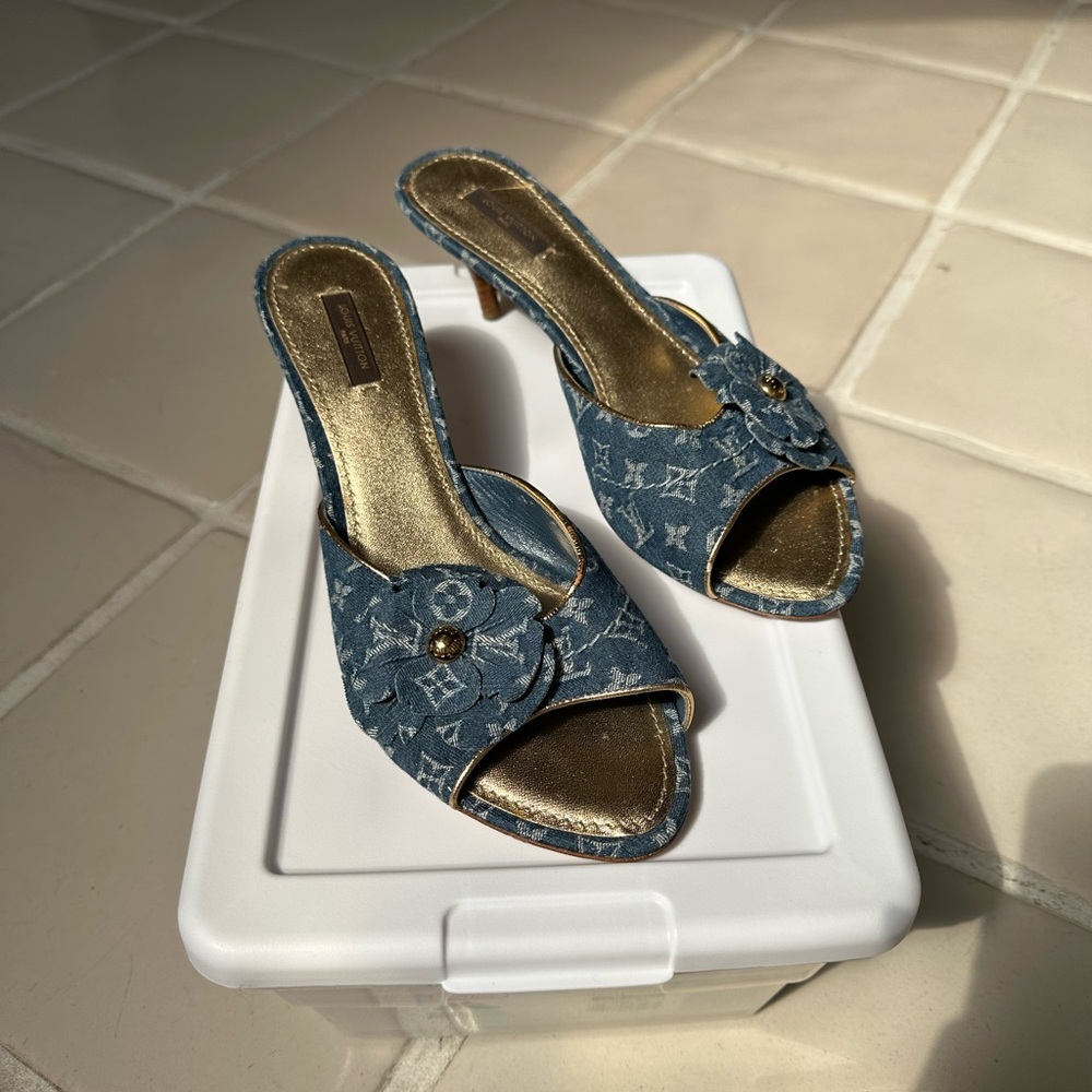 Louis Vuitton Blue Monogram Mules